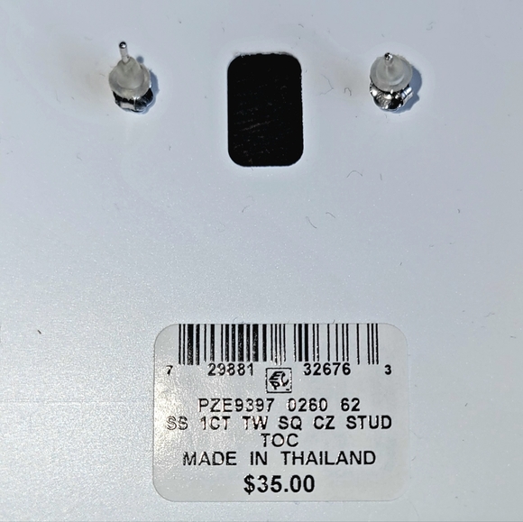 Giani Bernini CZ Sterling Silver 1ct Cubic Zirconia square stud earrings 2g NWT - Picture 3 of 4